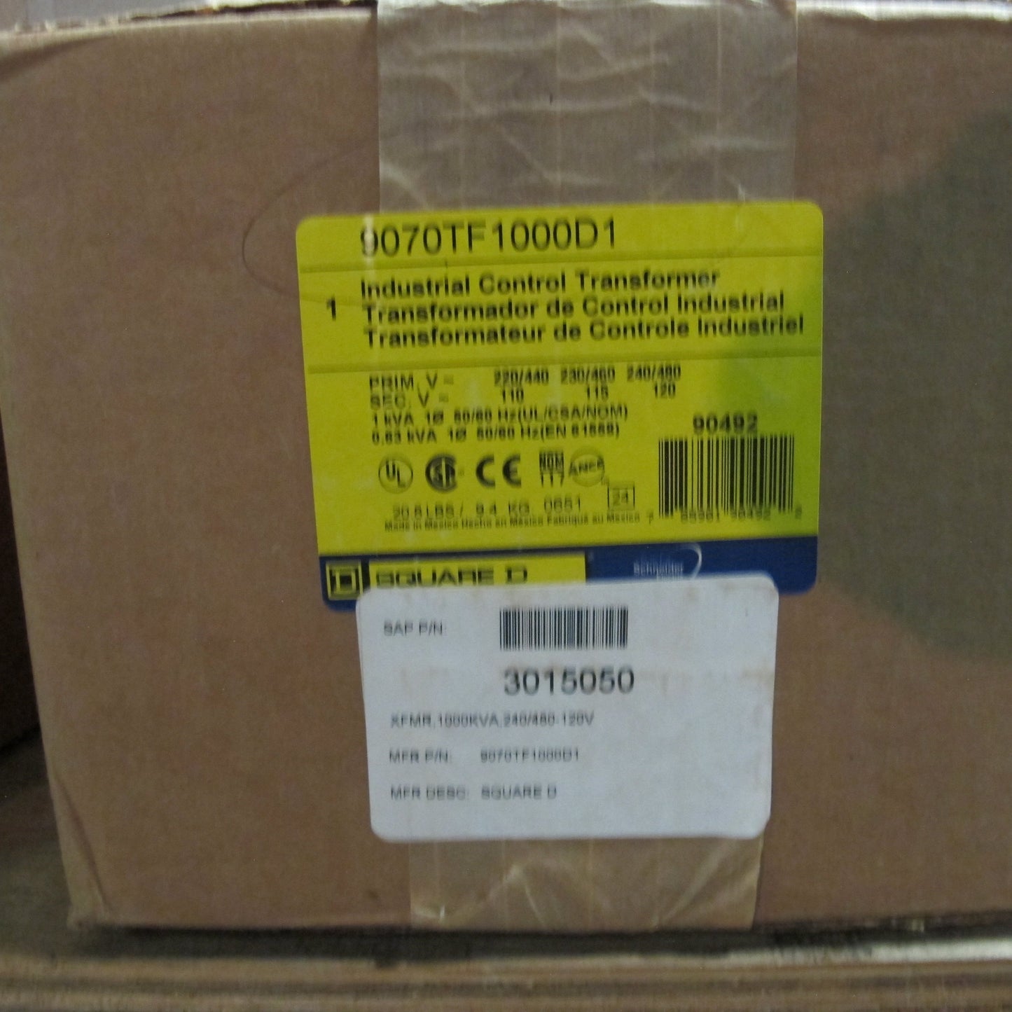 9070TF1000D1 Control Transformer Square D