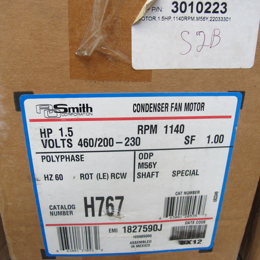 AO Smith/century H767 1 1/2 HP 1140 RPM Electric Motor