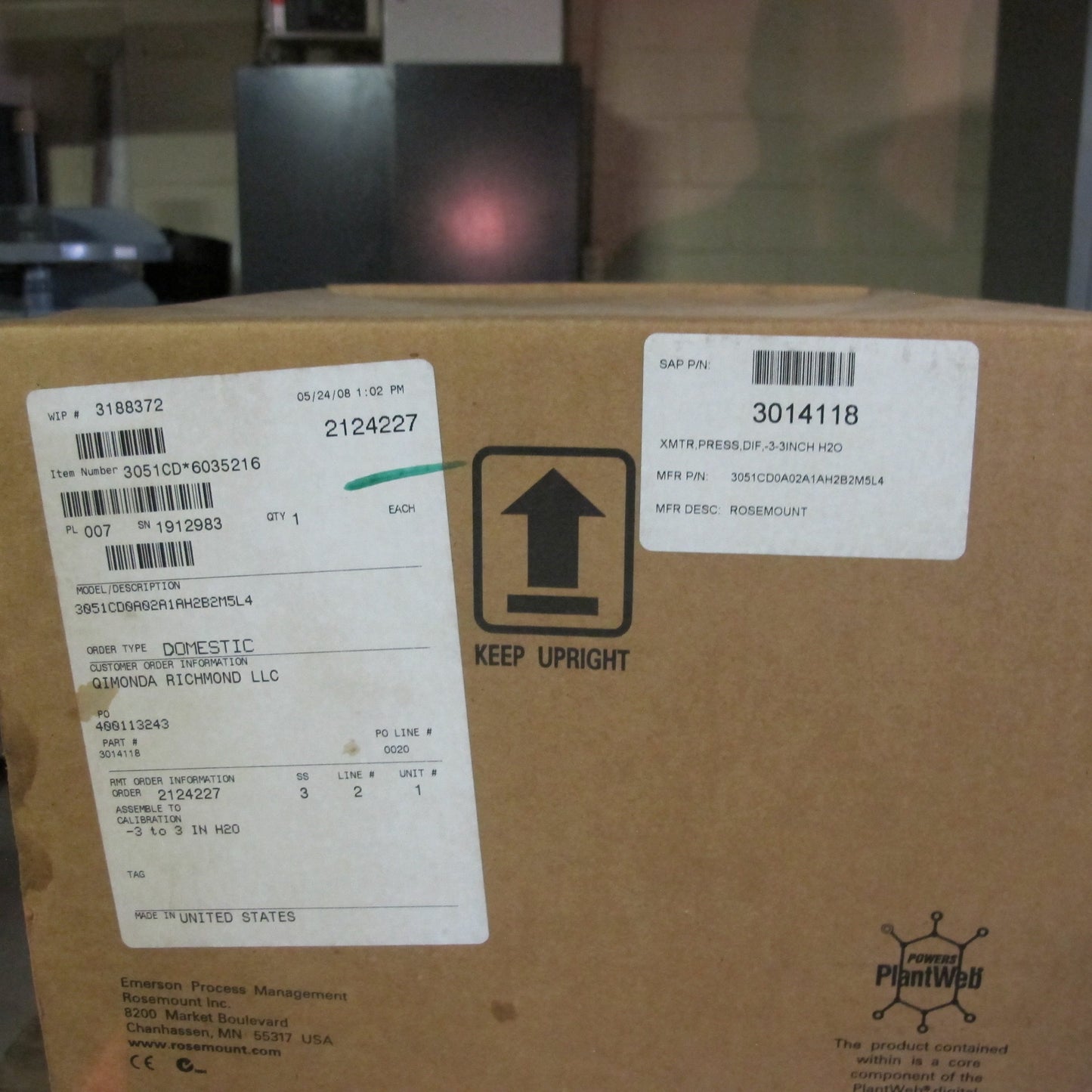 Emerson Fisher Rosemount 3051CD0A02A1AH2B2M5L4 XMTR, PRESS, DIF, -3-3 INCH H2O