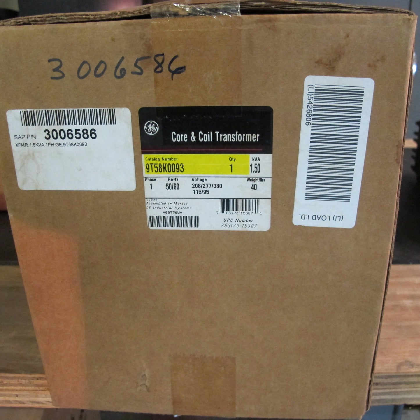 GE Core and Coil Transformer 9T58K0093