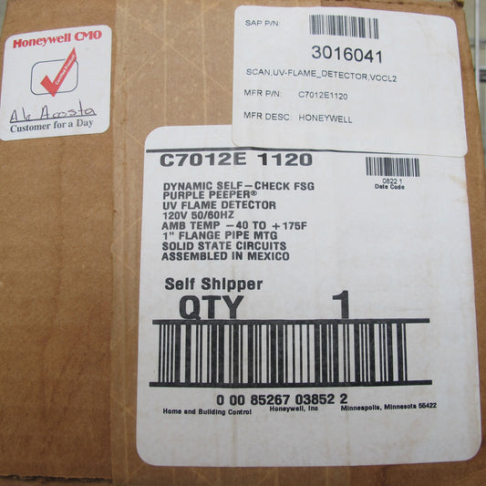 Honeywell C7012E 1120 Dynamic Self Check UV Flame Detector Peeper