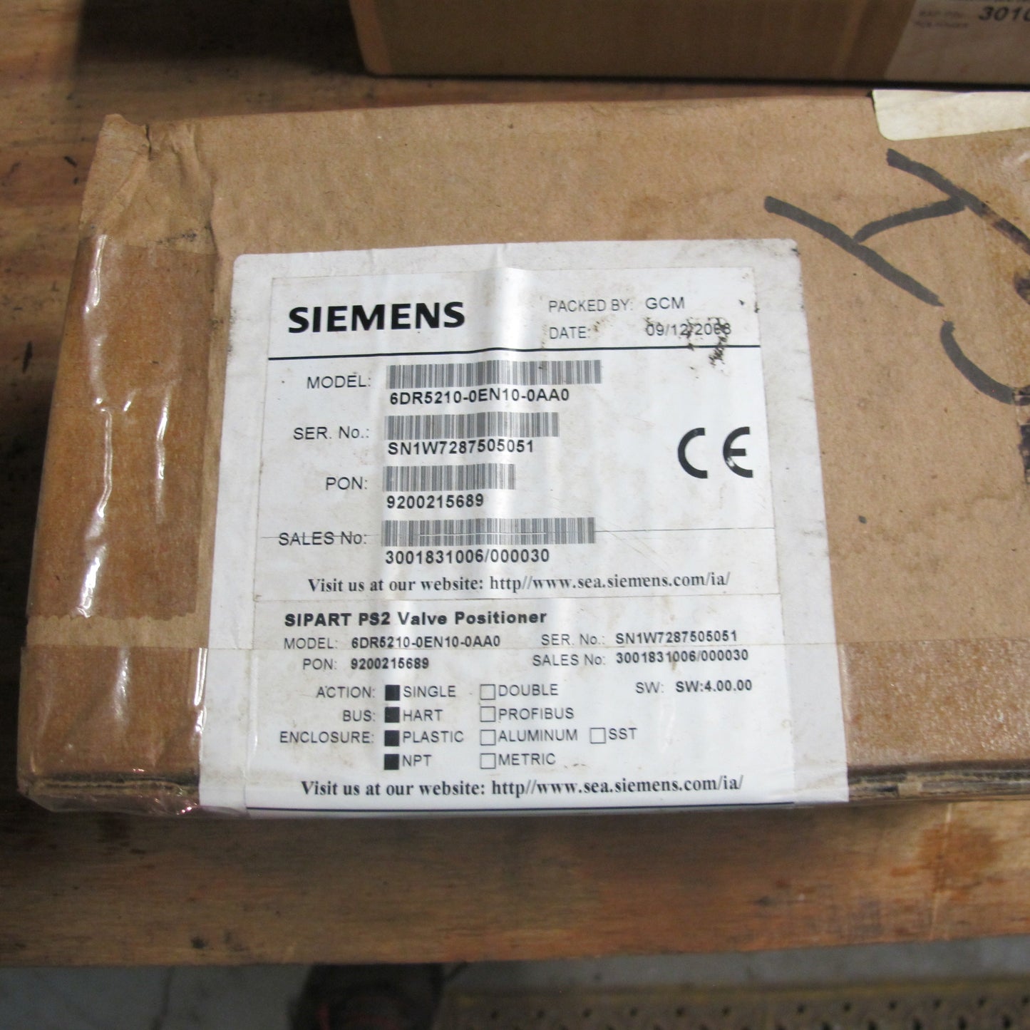 Siemens SIPART PS2 Valve Positioner model 6dr5210-oen10-0aa0